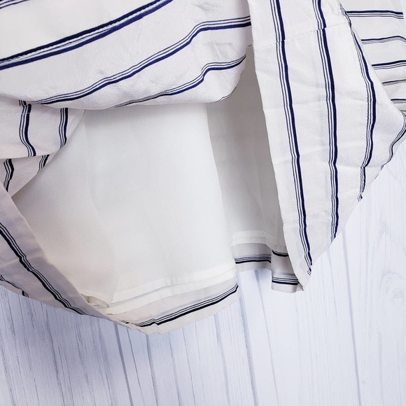 Joie Size M Silk Dress Chariot Navy Stripe Popover Drawstring Scoop Neck Lined - Picture 7 of 10